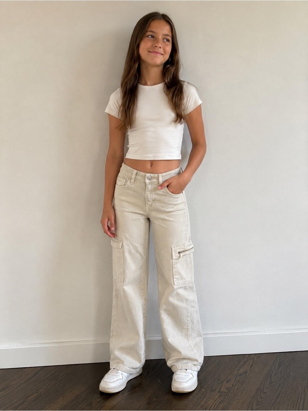 ZARA Girl’s Vanilla Demin Cargo Pants (10)